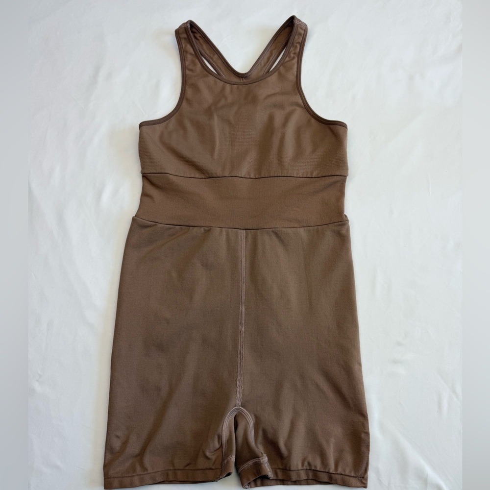 Free People Movement One‎ Piece Brown Romper M/L Athletic Bodysuit Workout